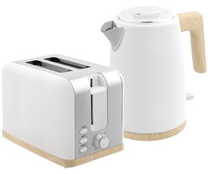 HOMCOM Kettle and Toaster Set, 1.7L 3000W Fast Boil Kettle & 2 Slice Toaster Kitchen Set with 7 Level Browning Controls, Defrost, Reheat, White