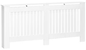 HOMCOM Slatted Radiator Cover Painted Cabinet MDF Lined Grill in White 172L x 19W x 81H cm Aosom UK