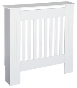 HOMCOM Vertical Slatted Radiator Cover, MDF Wooden Cabinet for Home Office, 78L x 19W x 81H cm, White Aosom UK