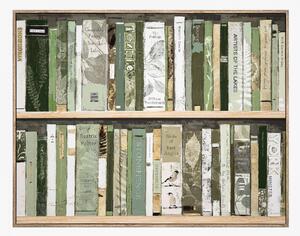 Crowded Bookshelf Framed Canvas Wall Art