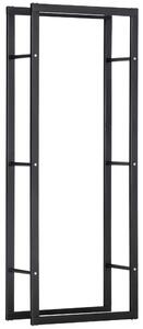 HOMCOM Metal Firewood Log Holder Tall Firewood Rack Indoor Outdoor Fireplace Wood Storage Shelf, Black, 60Wx25Dx150Hcm Aosom UK
