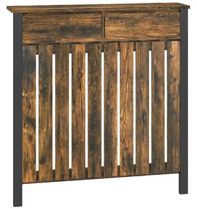 HOMCOM 93 x 88.5cm Rustic-Look Radiator Cover - Brown/Black Aosom UK