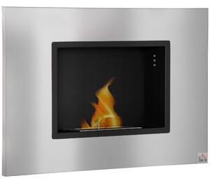 HOMCOM Wall Mounted Ethanol Fireplace, Stainless Steel Bioethanol Heater Stove Fire with 1.5L Tank, 3 Hour Burning Time, Silver