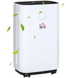 HOMCOM 16L/Day Quiet Dehumidifier for Home Laundry Bedroom Basement, 4000ML Electric Moisture Air De-Humidifier with 3 Modes, White Aosom UK