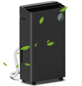 HOMCOM 5500mL Portable Dehumidifier with Air Purifier, 24H Timer, 5 Modes, 16L/Day, Quiet Low-Energy Dehumidifier for Home Laundry Basement, Black Aosom UK