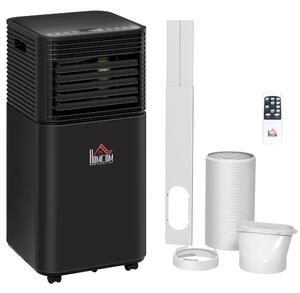 HOMCOM 9000 BTU 4-In-1 Compact Portable Mobile Air Conditioner Unit Cooling Dehumidifying Ventilating w/ Fan Remote LED 24h Timer, Black Aosom UK