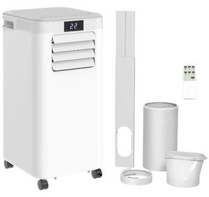 HOMCOM 8000 BTU 4-In-1 Compact Portable Mobile Air Conditioner Unit Cooling Dehumidifying Ventilating w/ Fan Remote LED Display 24 Hr Timer Aosom UK