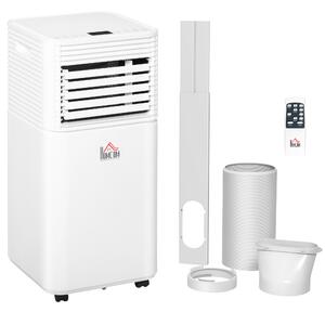 HOMCOM 7000 BTU 4-In-1 Compact Portable Mobile Air Conditioner Unit Cooling Dehumidifying Ventilating w/ Fan Remote LED 24 Hr Timer Auto Shut Down