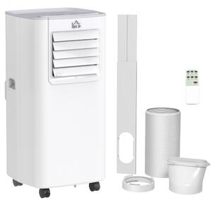 HOMCOM 5000 BTU 4-In-1 Compact Portable Mobile Air Conditioner Unit Cooling Dehumidifying Ventilating w/ LED Timer Auto Shut-down White Aosom UK