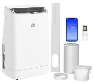 HOMCOM 14,000 BTU Mobile Air Conditioner, 35m², Smart Home WiFi, with Dehumidifier, Fan, 24H Timer, Window Kit, White Aosom UK