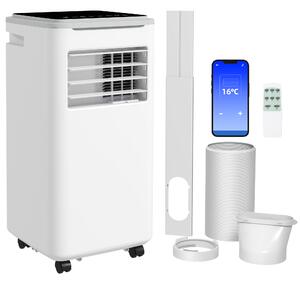 HOMCOM 9,000 BTU Portable Air Conditioner, Smart Home WiFi Compatible, Dehumidifier Cooling Fan for Room up to 20m², with Remote, LED Display White