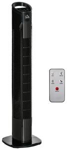 HOMCOM Freestanding Tower Fan, 3 Speed 3 Mode, 7.5h Timer, 70 Degree Oscillation, LED Panel, 5M Remote Controller, Black Aosom UK