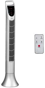 HOMCOM 36'' Freestanding Tower Fan, 3 Speed 3 Mode, 7.5h Timer, 70 Degree Oscillation, LED Panel, 5M Remote Controller, Silver Aosom UK