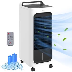 HOMCOM Room Air Cooler with Ice Packs, Ice Cooling Fan Water Conditioner Humidifier Unit with Remote, Timer, Oscillating Aosom UK