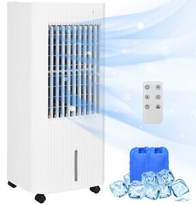 HOMCOM 68cm Portable Evaporative Air Cooler, 3-In-1 Ice Cooling Fan Cooler, Water Conditioner Humidifier Unit w/ Remote, 15H Timer, LED Aosom UK