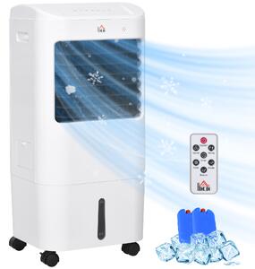 HOMCOM 78cm Portable Evaporative Air Cooler, 3-In-1 Ice Cooling Fan Cooler, Water Conditioner Humidifier Unit w/ Remote, 7.5H Timer Aosom UK