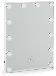 HOMCOM Hollywood Vanity Mirror, Lighted Makeup Dressing Table Mirror, 12 Dimmable LED Bulbs, USB Power Supply, White