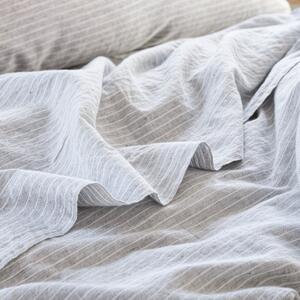 Grey Mini Stripe Linen Blend Flat Sheet | Single | Piglet in Bed