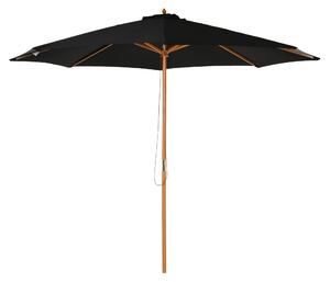 Outsunny Bamboo Style Garden Parasol, 閳扁偓3m Outdoor Patio Umbrella with 8 Ribs Sunshade Canopy, Black Aosom UK