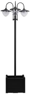 Outsunny 189cm 3-head Solar Lamp Post, Street Light with Planter, Automatic-on, 6 Hour Max Outdoor Ready LED Lighting, Black