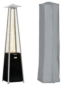 Outsunny 11.2KW Outdoor Patio Gas Heater Freestanding Pyramid Propane Heater Garden Tower Heater with Wheels, Dust Cover, Black, 50 x 50 x 225cm