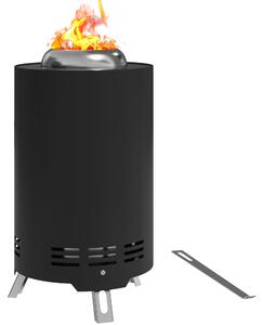Outsunny Smokeless Fire Pit, 16 x 16 cm Stainless Steel Portable Wood Burning Firepit with Poker for Garden Camping Bonfire Party, Black