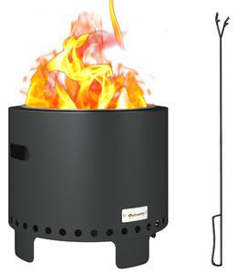 Outsunny Smokeless Steel Fire Pit, with Poker - Grey