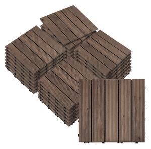 Outsunny 27 Pcs Solid Wood Interlocking Decking Tiles For Patio, Balcony, Roof Terrace, Hot Tub, Black, (30 x 30 cm Per Piece)