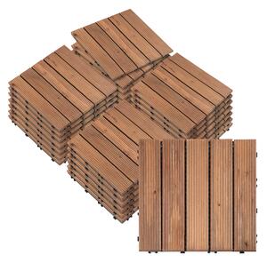 Outsunny 27 Pcs Floor Tiles Interlocking Solid Wood DIY Deck Tiles Indoor Outdoor Flooring Aosom UK