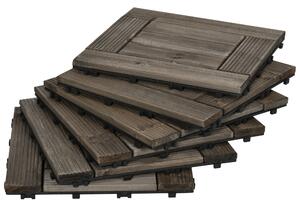 Outsunny 27 Pcs Wooden Interlocking Decking Tiles, 30 x 30 cm Outdoor Flooring Tiles, 2.5m2 per Pack, for Patio, Balcony Terrace Hot Tub Aosom UK
