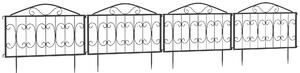 Outsunny Decorative Garden Fencing, 4PCs Outdoor Picket Fence Panels, Rustproof Metal Wire Landscape Flower Bed Border Animal Barrier Black Aosom UK