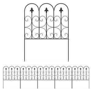 Outsunny Decorative Garden Fencing, 5PCs Outdoor Picket Fence Panels, Rustproof Metal Wire Landscape Flower Bed Border Animal Barrier Aosom UK