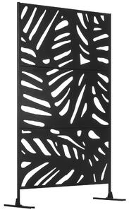 Outsunny Freestanding Outdoor Privacy Screen, Decorative Metal Garden Divider with Stand for Deck, Pool, 48" x 78" Black