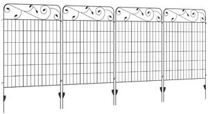 Outsunny 4PCs 43in x 11.5ft Decorative Fence Panels, Outdoor Garden Fencing, Rustproof Metal Wire Landscape Edging Animal Barrier, Black Aosom UK