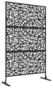 Outsunny Metal Decorative Privacy Screen Outdoor Divider, Black Twisted Lines