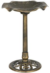 Outsunny 71cm Bird Bath for Garden, Standing Pedestal Birdbath with Lotus Leaf Basin, Vintage Decorative Bird Bath Bowl for Outdoor, Bronze Tone