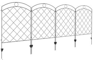 Outsunny Steel Garden Fence Panels: Decorative Picket Fencing for Outdoor Installation, Set of 4, Black Aosom UK