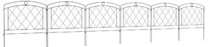 Outsunny Decorative Garden Fencing: Stylish Metal Picket Panels for Outdoor Borders, Easy Installation, Set of 6, Ebony Black Aosom UK