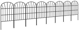 Outsunny Metal Decorative Outdoor Picket Fence Panels Set of 8, Black