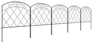 Outsunny 3m Decorative Metal Garden Fence - Diamond and Swirl Pattern Aosom UK