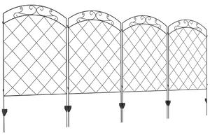 Outsunny Decorative Outdoor Steel Picket Fence Panels, Set of 4, with Elegant Swirls Design, Durable and Stylish, Classic Black Aosom UK