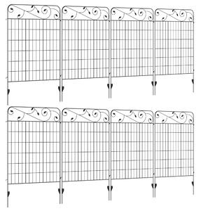 Outsunny Decorative Garden Fencing, 8PCs 43in x 23ft Outdoor Picket Fence Panels, Rustproof Metal Wire Landscape Flower Bed Edging Animal Aosom UK