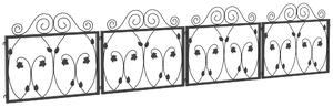 Outsunny Garden Fencing: 4-Pack Metal Wire Borders with Scroll Flower Design, Black Animal Barrier Aosom UK