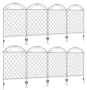 Outsunny Decorative Garden Fencing, 43in x 23ft Outdoor Picket Fence Panels, 8PCs Rustproof Metal Wire Landscape Flower Bed Border Aosom UK
