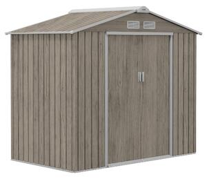 Outsunny 7 x 4ft Lock Shed, Metal Garden Storage with Vents & Floor Foundation, Ideal for Garden Tools Storage, Brown Aosom UK