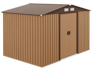 Outsunny 9 x 6ft Metal Garden Shed, Outdoor Storage Shed with Lockable Doors and Ventilation Slots and Foundation Kit, Yellow Aosom UK