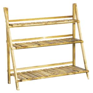 Outsunny Wooden Plant Stand, 3 Tier Folding Flower Display Shelf, Garden Planter Ladder Rack, Outdoor Backyard, 100L x 37W x 93H cm Aosom UK