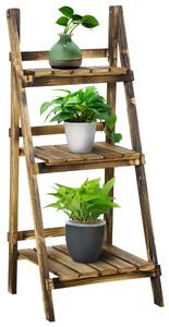 Outsunny 3 Tier Flower Stand Wood Folding Planter Ladder Display Shelf Rack for Garden Outdoor Backyard 40Lx37Wx93H(cm) Aosom UK