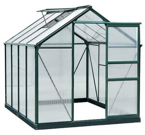 Outsunny Large Walk-In Greenhouse Aluminium Frame Greenhouse Garden Plants Grow Galvanized Base w/ Slide Door, 6 x 8 ft