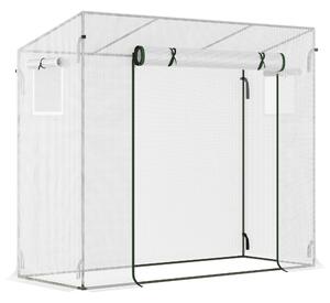 Outsunny 200x76x168cm Walk-in Garden Greenhouse Patio Lean to Hot House, Plants Flowers Herbs Tomato Grow w/ Steel Frame Door Window Patio Aosom UK